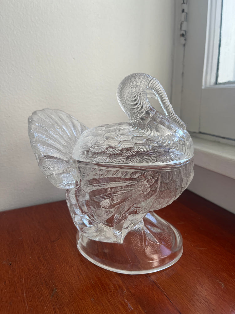 Glass Turkey Candy Dish