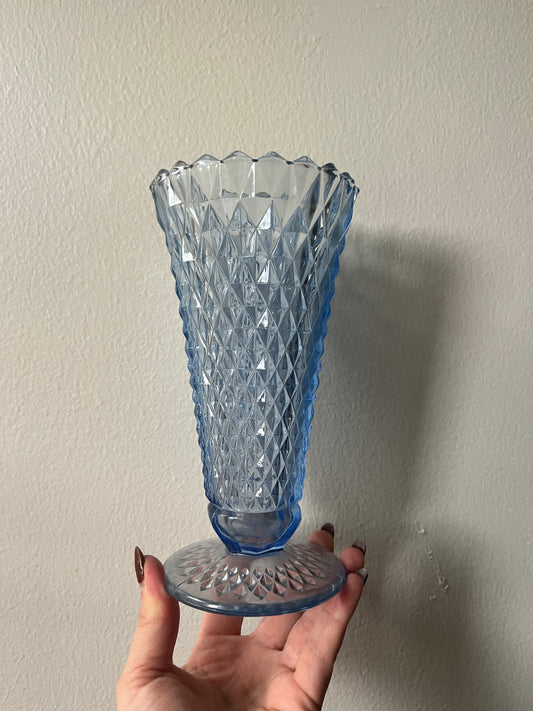 Faceted Blue Glass Vase