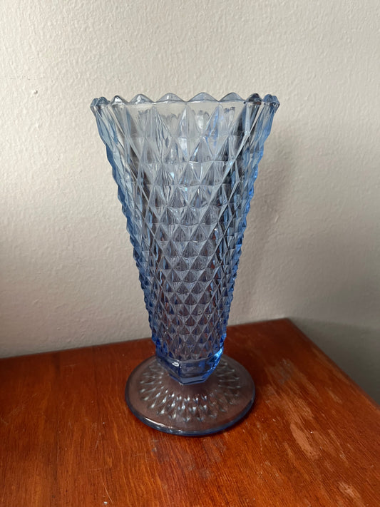 Faceted Blue Glass Vase