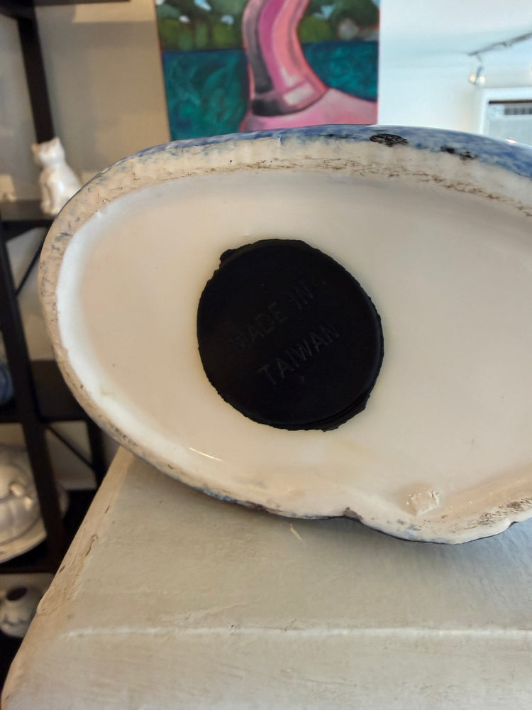 Folk art Spongeware cat bank