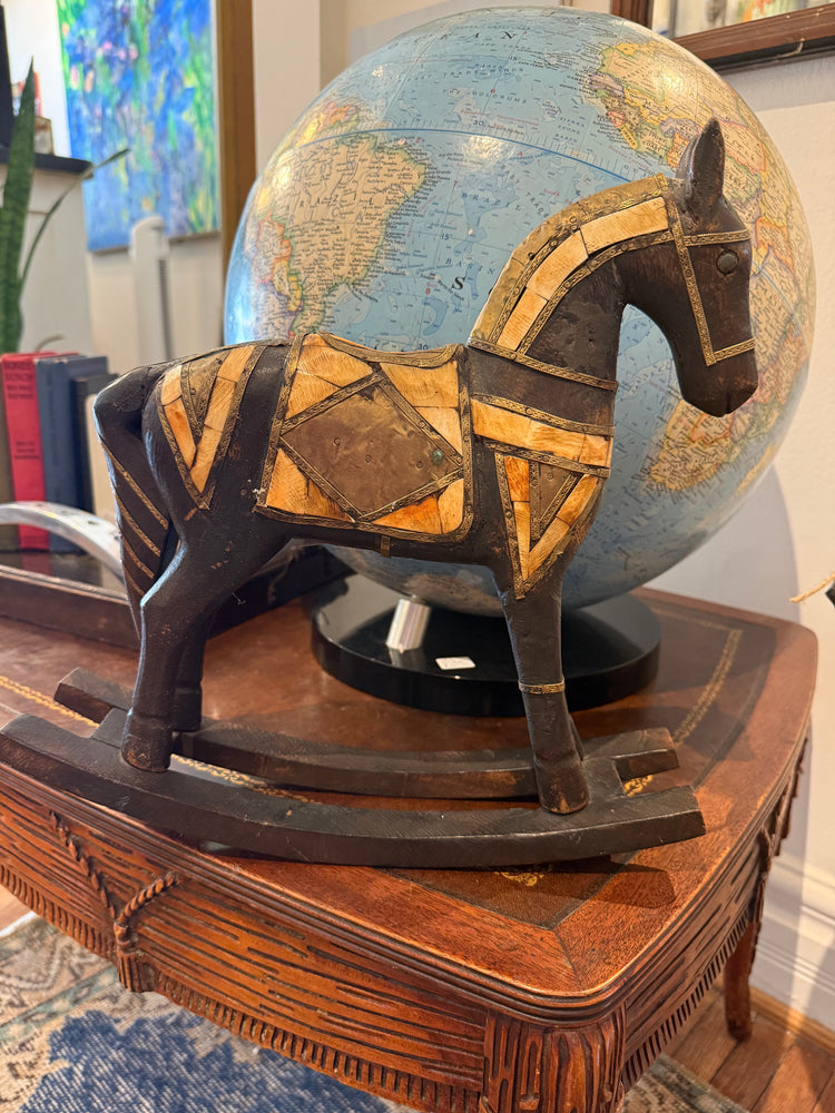 Folk Art Bone & Metal rocking horse
