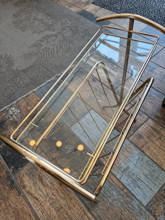 Brass Side Table/ Magazine Rack