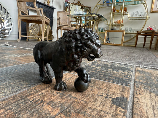Lion Sculpture with Ball