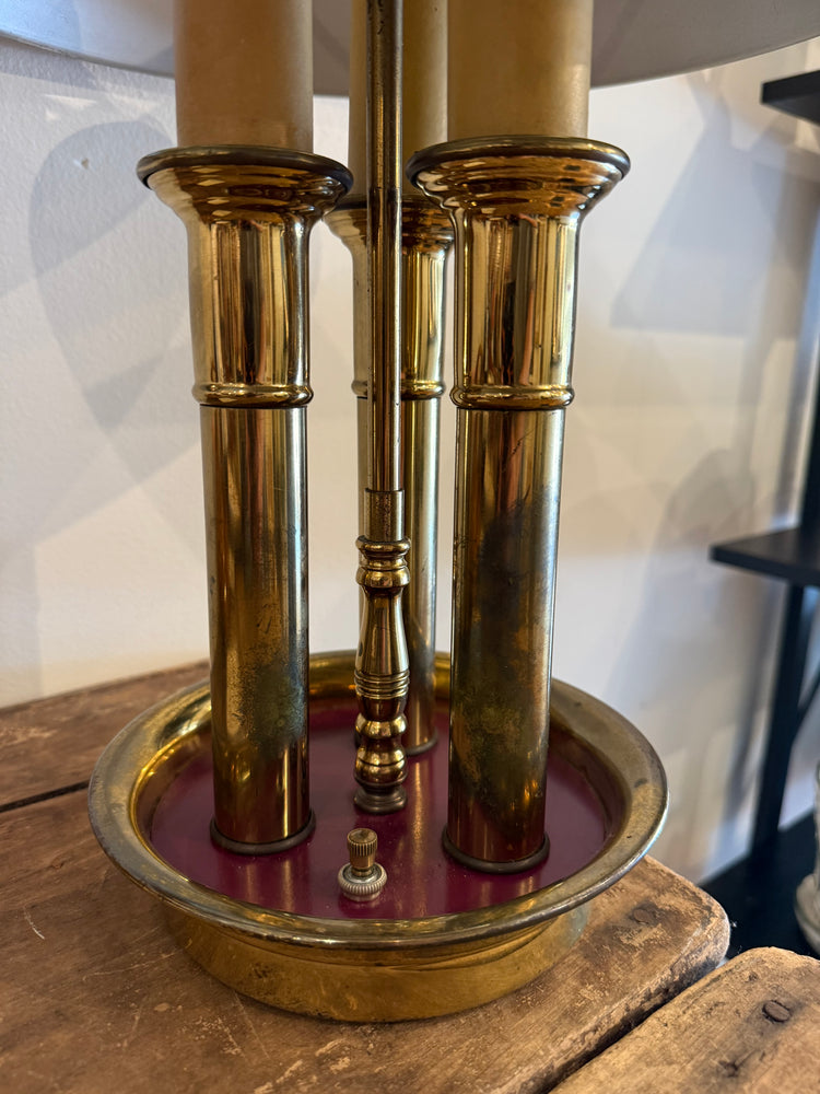 French Brass & Red Tole Lamp