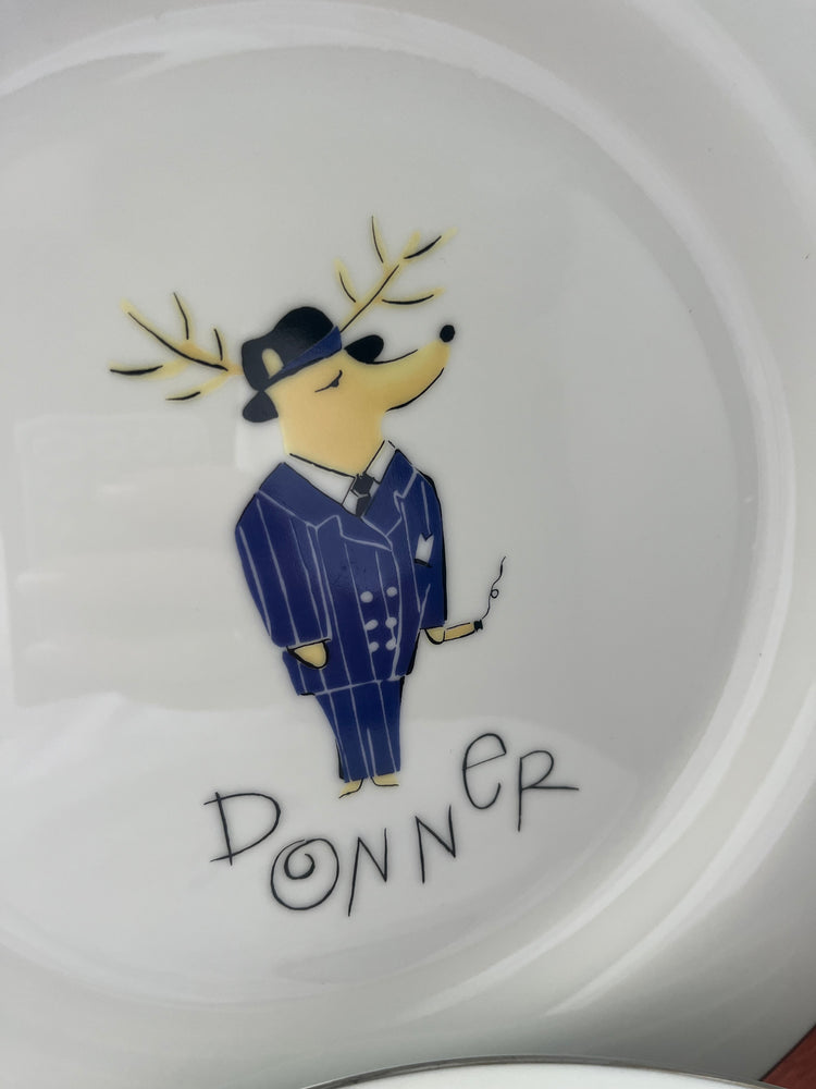 Set of 4 Pottery Barn Reindeer Plates