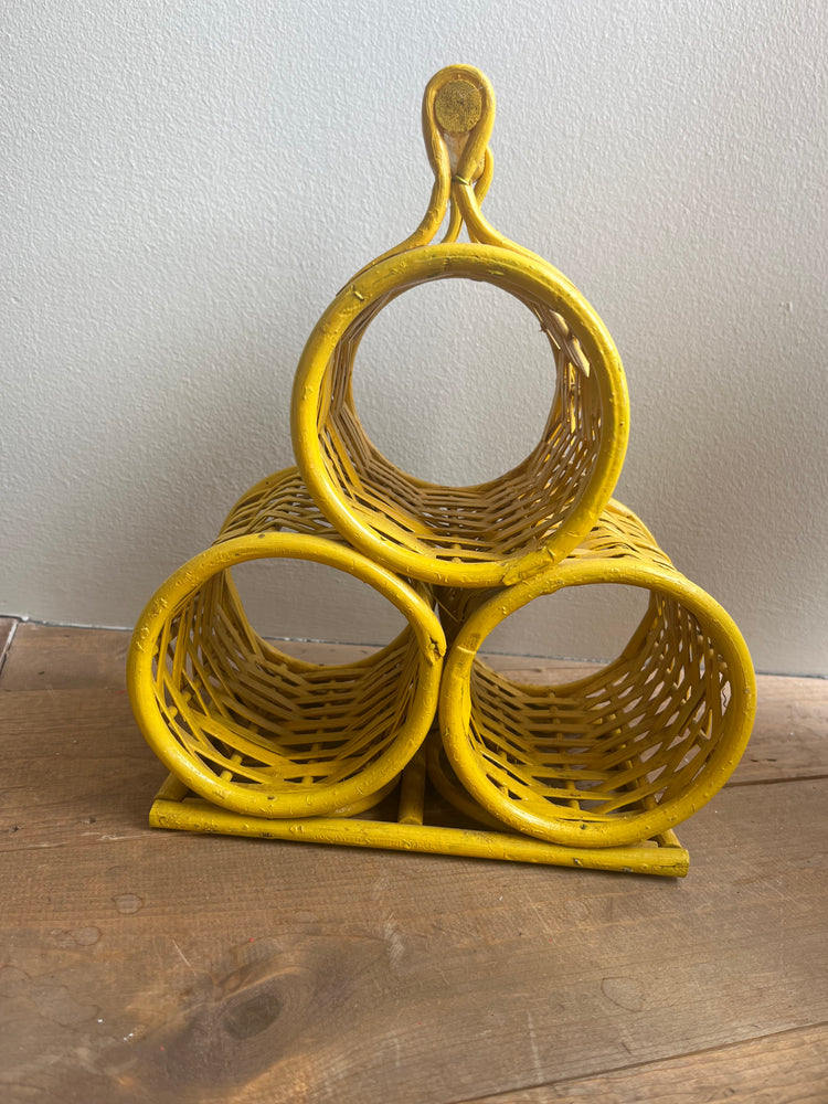 Yellow Wicker Wine Holder