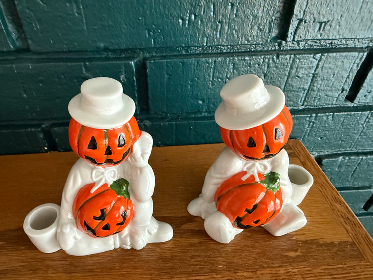 Pair of Pumpkinhead Candleholders