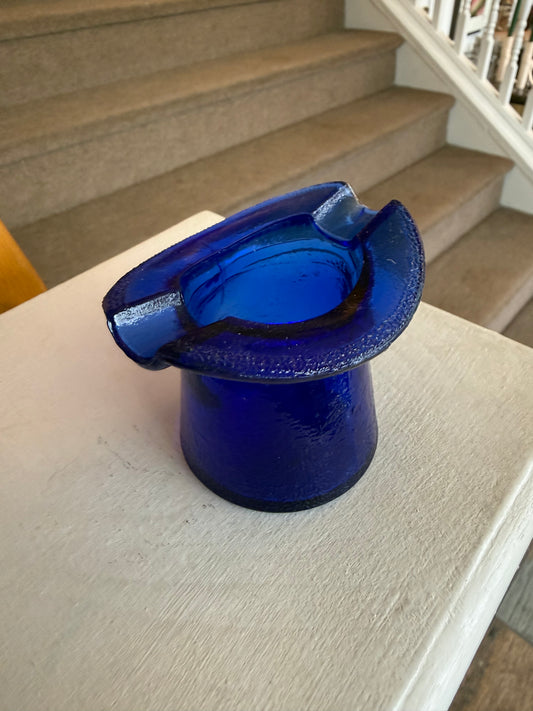 Cobalt Glass Tophat Ashtray