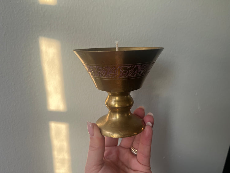 Brass Goblet Amber Vanilla Candle