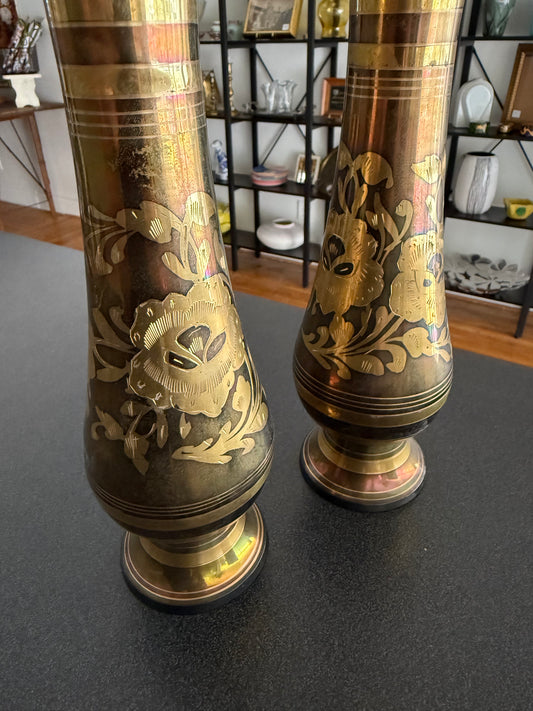 Etched Brass Vases