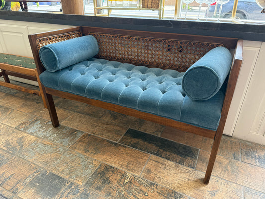 Caned Upholstered Bench