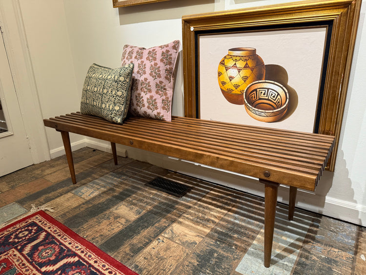 Midcentury Slat Bench
