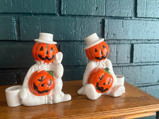 Pair of Pumpkinhead Candleholders