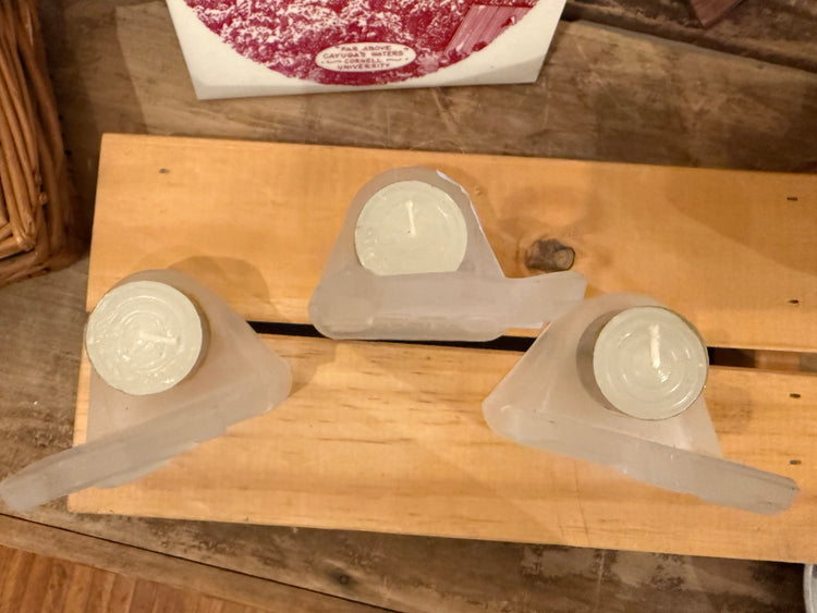 Frosted Glass Building Tea light Holders (set of 3)