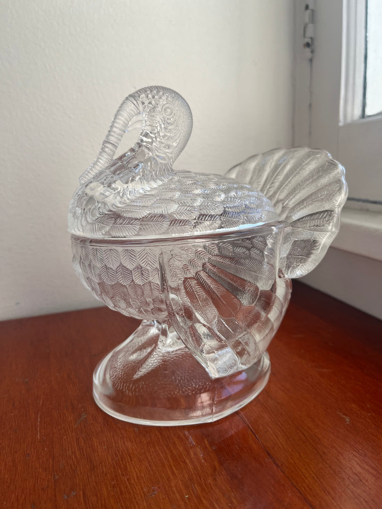 Glass Turkey Candy Dish