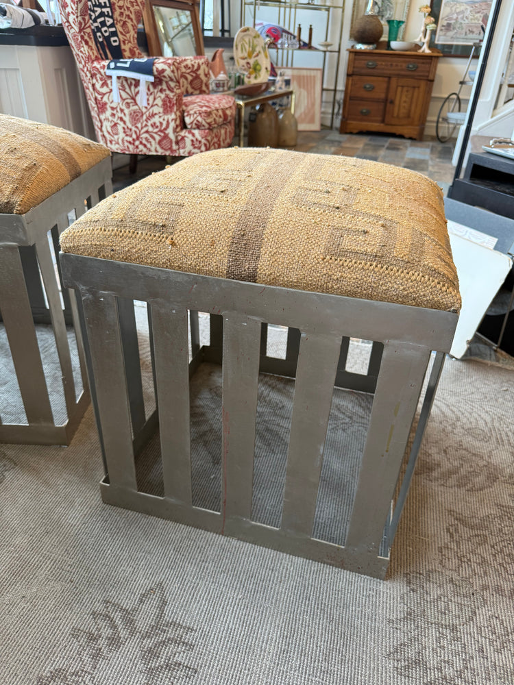 Pair of Kilim-topped Ottomans