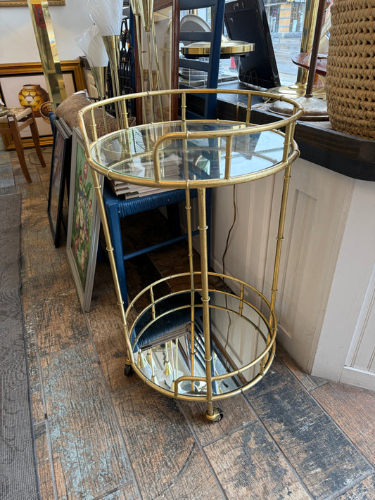 Faux Bamboo Brass Bar Cart