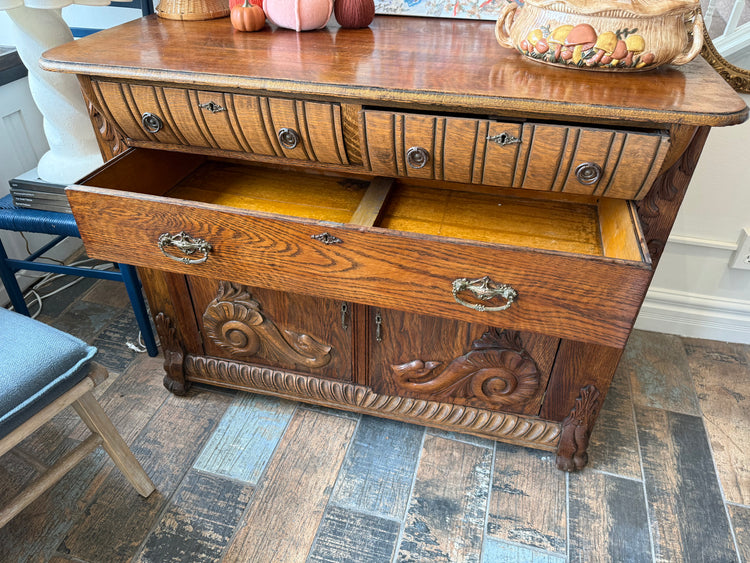 Antique Tiger Oak Buffet