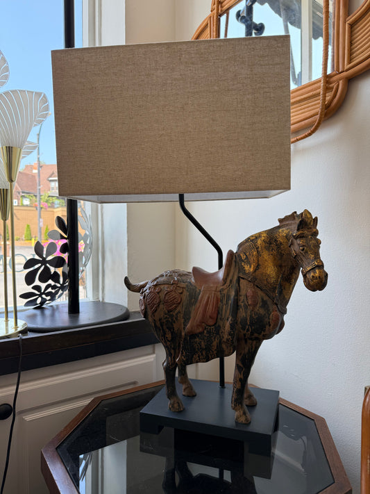 Pair of Replica Tang Dynasty Horse Lamps