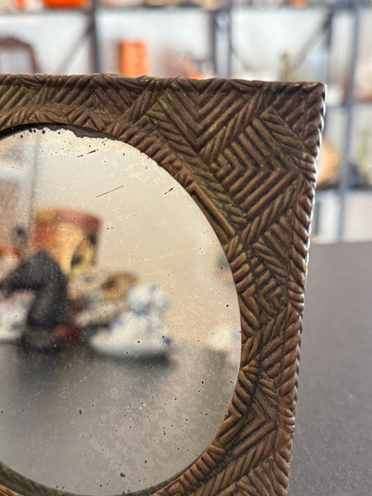 Brass & Leather Tabletop Mirror