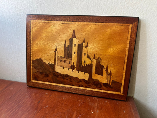 Wooden Inlaid Castle Artwork