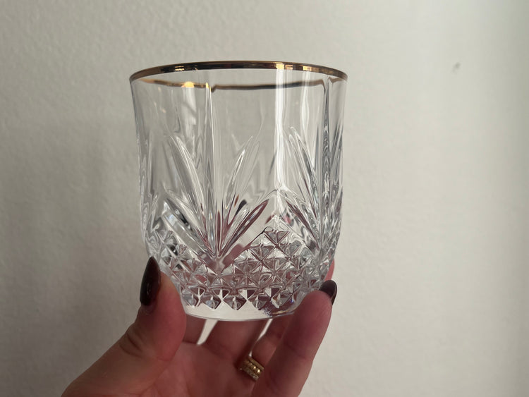 Set of 4 Gold-Rimmed Rocks Glasses