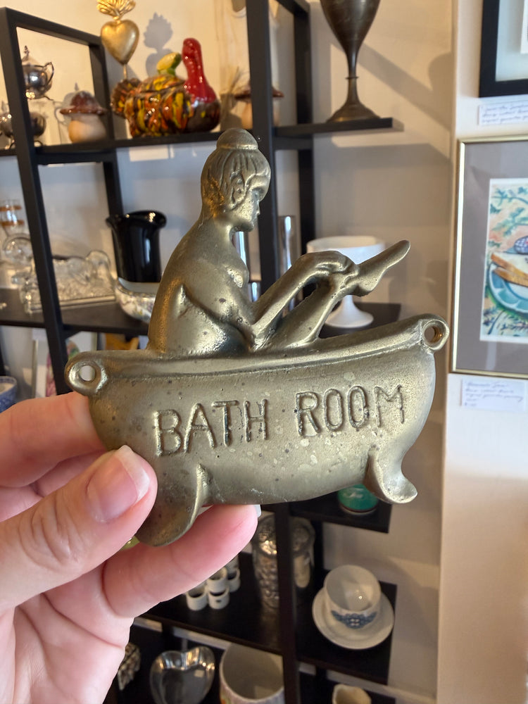 Brass Lady Bathroom Sign