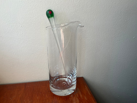 Glass Pitcher with Olive Stirrer