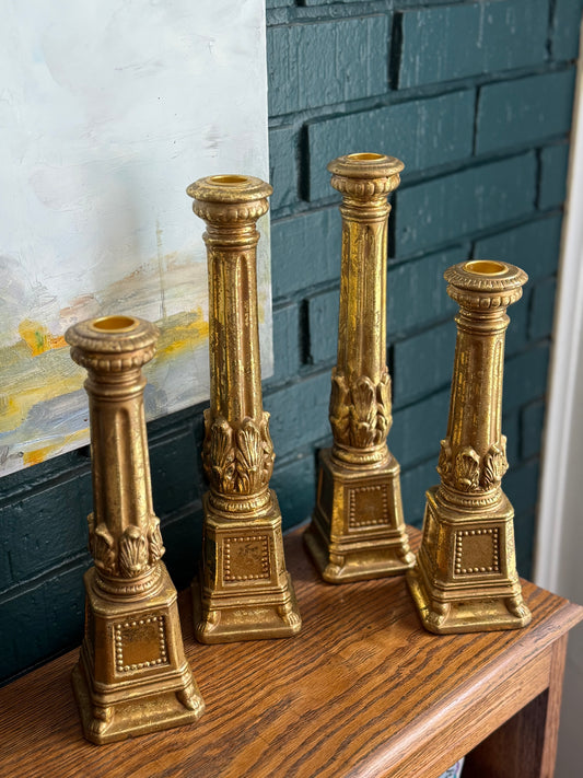 Pair of Gilded Candlesticks (12”)