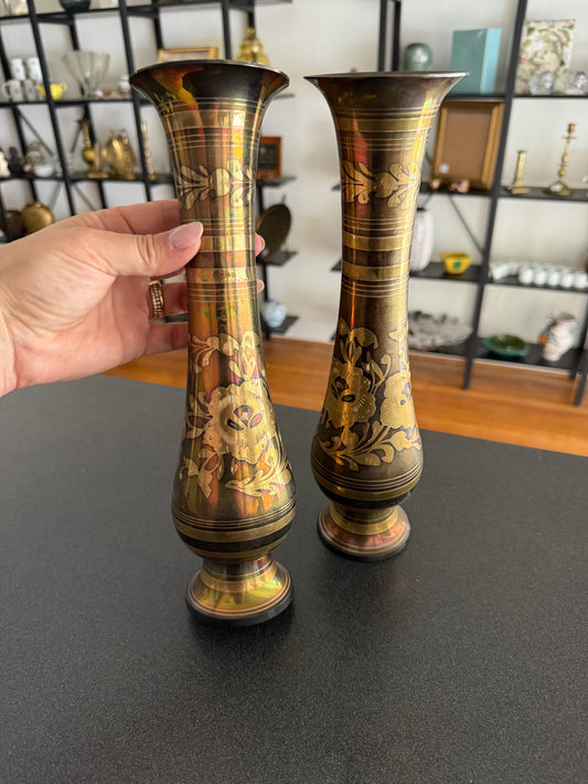 Etched Brass Vases
