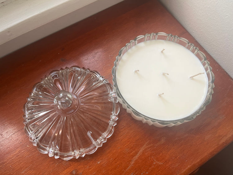 Glass Lidded Evergreen Apple Candle