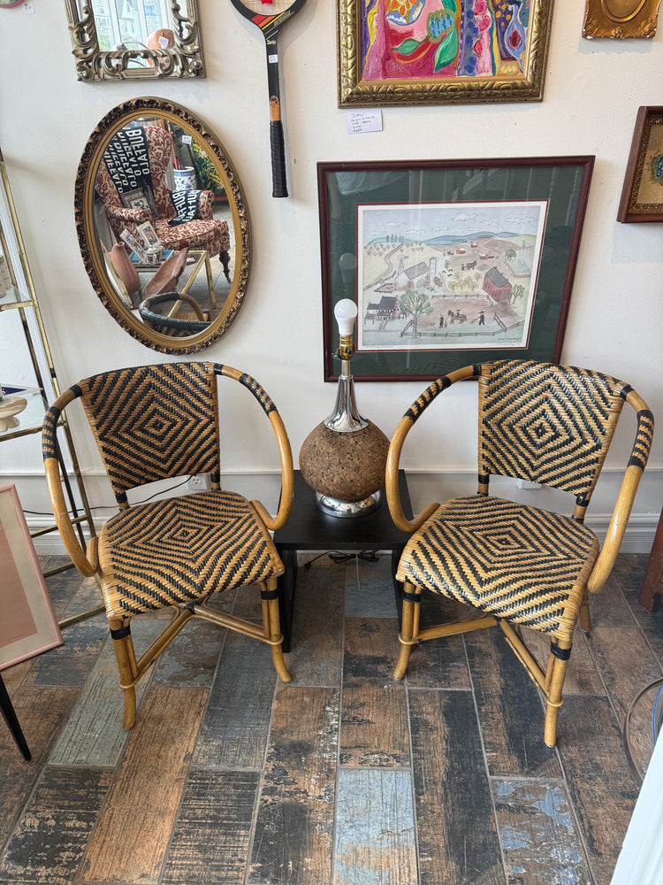Pair Rattan Armchairs
