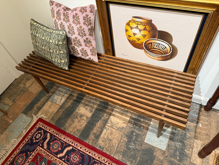 Midcentury Slat Bench