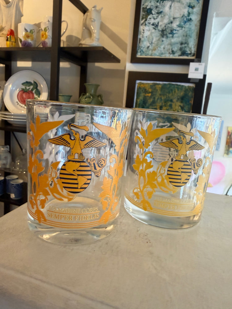 Pair of Marine Corps juice glasses
