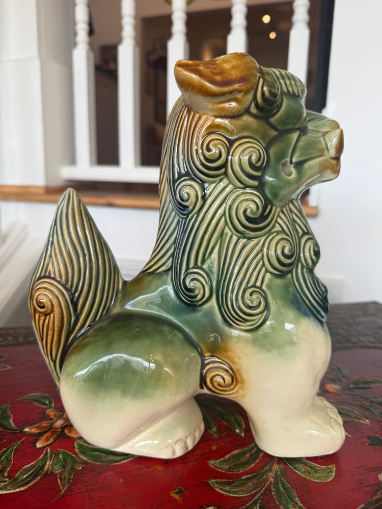 Pair of Large Majolica Foo Dogs