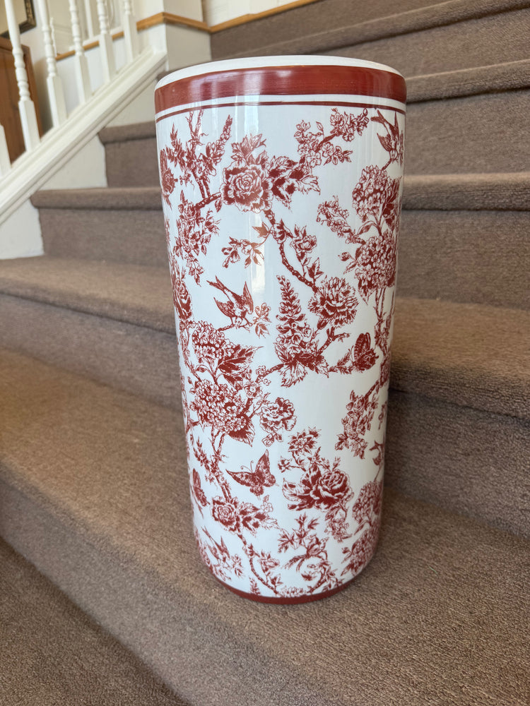 Red Toile Umbrella Stand