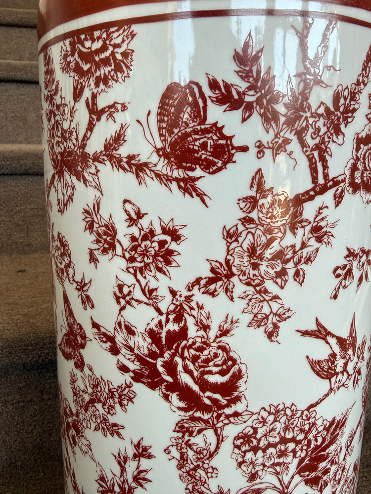 Red Toile Umbrella Stand