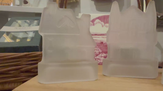 Frosted Glass Building Tea light Holders (set of 3)